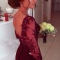 Trumpet/Mermaid Off-the-Shoulder Long Sleeves Red Lace Prom Evening Formal Dresses E0003