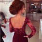 Trumpet/Mermaid Off-the-Shoulder Long Sleeves Red Lace Prom Evening Formal Dresses E0003