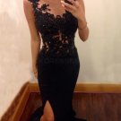 Long Black Lace Prom Evening Formal Dresses E0004