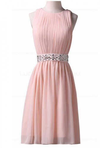 Short Pink Beaded Bridesmaid Prom Evening Formal Dresses E0021