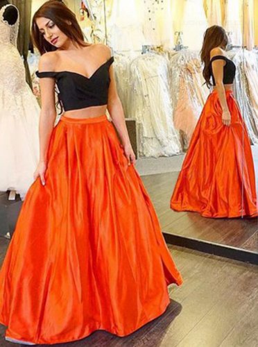 Two Pieces Off-the-Shoulder Prom Evening Formal Dresses E0028