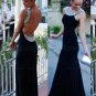 Long Black Backless Beaded Prom Evening Formal Dresses E0057