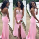 Beaded Long Pink Sweetheart Prom Evening Formal Dresses E0067