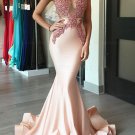Sexy Mermaid Pink Lace Long Prom Evening Formal Dresses E0098