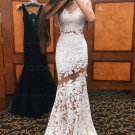 Trumpet/Mermaid Long White See Through Prom Evening Formal Dresses E0101