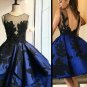 Short Royal Blue See Through Homecoming Prom Evening Formal Dresses E0117