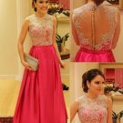 A-Line Jewel Neckline Prom Dresses Party Evening Gowns E0330