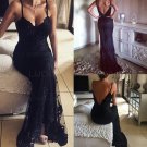 Long Spaghetti Straps Lace Prom Dresses Party Evening Gowns E0450