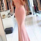Mermaid Off-the-Shoulder Lace Long Pink Prom Dresses Party Evening Gowns E0486