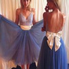 Lace and Tulle Spaghetti Straps Prom Dresses Party Evening Gowns E0537