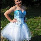 Short Blue Beaded Sweetheart Homecoming Cocktail Prom Dresses Party Evening Gowns E0541