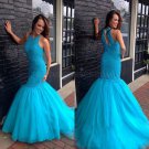 Mermaid Long Blue Prom Evening Party Dresses E0614