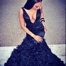 Mermaid Deep V-Neck Long Prom Evening Party Dresses E0625