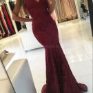 Mermaid V-Neck Lace Long Prom Evening Party Dresses E0633