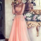 A-Line Beaded Lace Appliques Long Prom Evening Party Dresses E0641