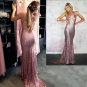 Mermaid Sequins Long V-Neck Prom Evening Party Dresses E0646