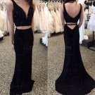 Mermaid Two Pieces Beaded Long Prom Evening Party Dresses E0648