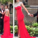 Long Red Beaded Prom Evening Party Dresses E0667