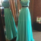 Beaded Lace Chiffon Two Pieces Prom Evening Party Dresses E0674