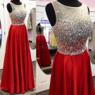 Long Red Beaded Prom Evening Party Dresses E0675