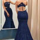Mermaid Long Blue Lace Prom Evening Party Dresses E0676
