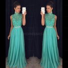 Beaded Lace Appliques Chiffon Prom Evening Party Dresses E0677