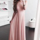 Long Pink Chiffon Prom Evening Party Dresses E0680