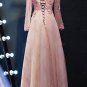 A-Line Long Sleeves V-Neck Lace Prom Evening Party Dresses E0684