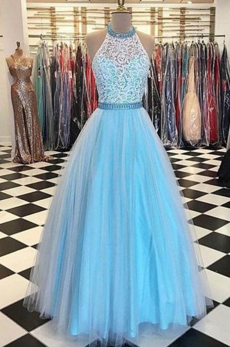 Ball Gown Halter Long Prom Evening Party Dresses E0686