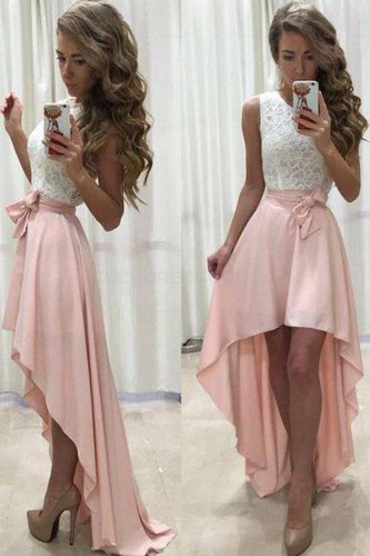 High Low Lace White Pink Prom Evening Party homecoming Graduation Dresses E0691