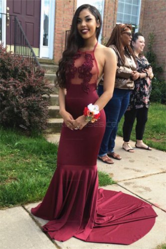 Sexy Mermaid Halter Long Prom Evening Party Dresses E0697