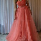 Beaded Sweetheart Tulle Ball Gown Long Prom Evening Party Dresses E0715