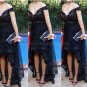 High Low Off-the-Shoulder Lace Short Prom Homecoming Graduation Party Dresses E0717