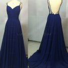 Long Blue Chiffon Prom Evening Party Dresses E0718