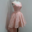 High Low Short Pink Beaded Lace Prom Homecoming Graduation Party Dresses E0719
