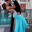 Long Blue Beaded Prom Evening Formal Dresses E0006