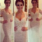 Trumpet/Mermaid Beaded Long Sleeves Prom Evening Formal Dresses E0030