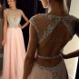 Long Pink Beaded Chiffon Prom Evening Formal Dresses E0049