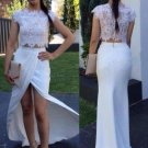 Two Pieces White Lace Long Prom Evening Formal Dresses E0050
