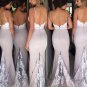 Trumpet/Mermaid Spaghetti Straps Lace Long Prom Evening Formal Bridesmaid Dresses E0079