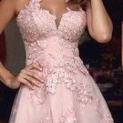 A-Line Short Pink Lace Prom Evening Cocktail Homecoming Dresses E0085