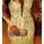 One Sleeve Long Yellow Lace Appliques See Through Prom Evening Formal Dresses E0100