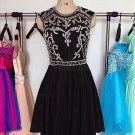 Beaded Short Black Prom Evening Homecoming Cocktail Dresses E0122