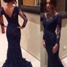 Long Sleeves Lace Mermaid Prom Evening Formal Dresses E0152