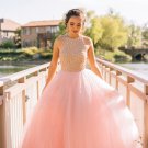 Long Pink Sleeveless Prom Evening Formal Dresses E0153