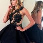Black Lace Appliques Short Homecoming Cocktail Prom Evening Dresses E0166