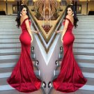 Elegant Red Long Off-the-Shoulder Prom Evening Formal Dresses E0172