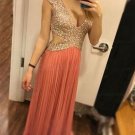 Sexy Low V-Neck Sequins Long Prom Evening Formal Dresses E0176