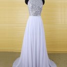 A-Line Sequins Top Chiffon Long Prom Evening Formal Dresses E0188
