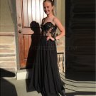 Long Black Lace Top Prom Dresses Sweetheart Evening Gowns E0195